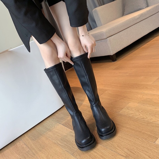 [Có Sẵn] Boots lửng cổ cao ulzzang da mềm ôm chân không khoá đế cao 5cm | WebRaoVat - webraovat.net.vn