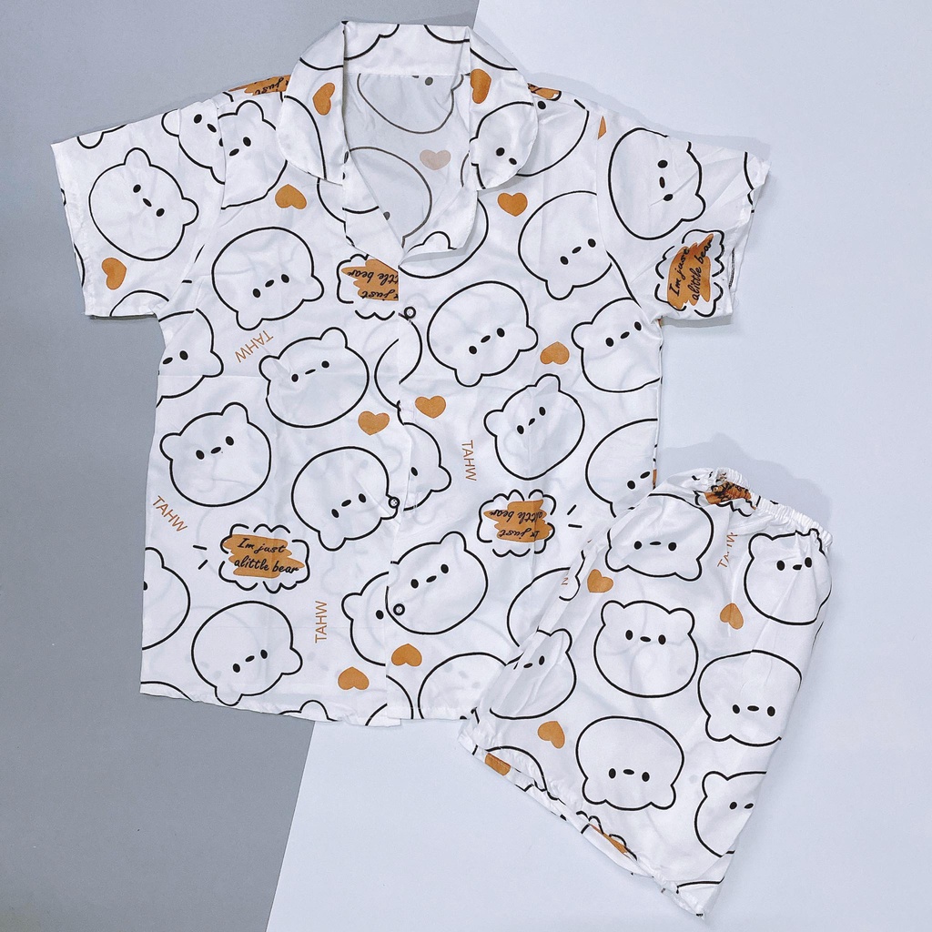 Đồ ngủ nữ pijama mặc nhà quần đùi họa tiết hoạt hình dễ thương chất vải Kate thô | BigBuy360 - bigbuy360.vn