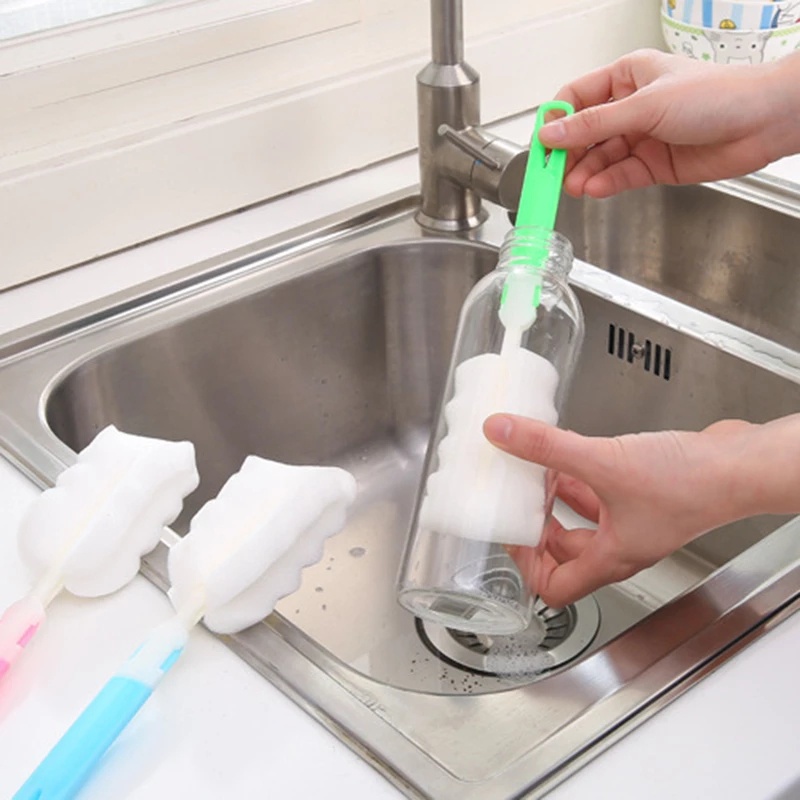 Bàn Chải Rửa Ly Cốc Đầu Xốp Mềm Nhiều Màu Sắc Có Thể Tháo Rời Tiện Dụng