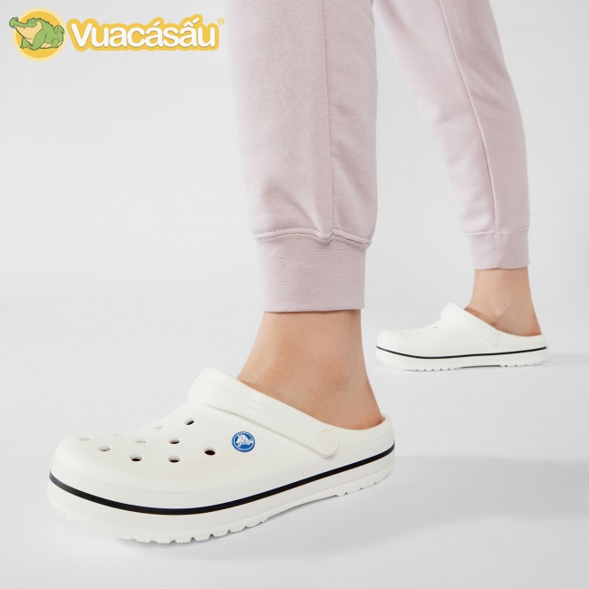 Dép CROCS CROCBAND CLOG Nam Nữ Trắng , Form đẹp, Mềm Nhẹ và Êm Ái, Không mùi, chống trơn trượt - Vua Cá Sấu