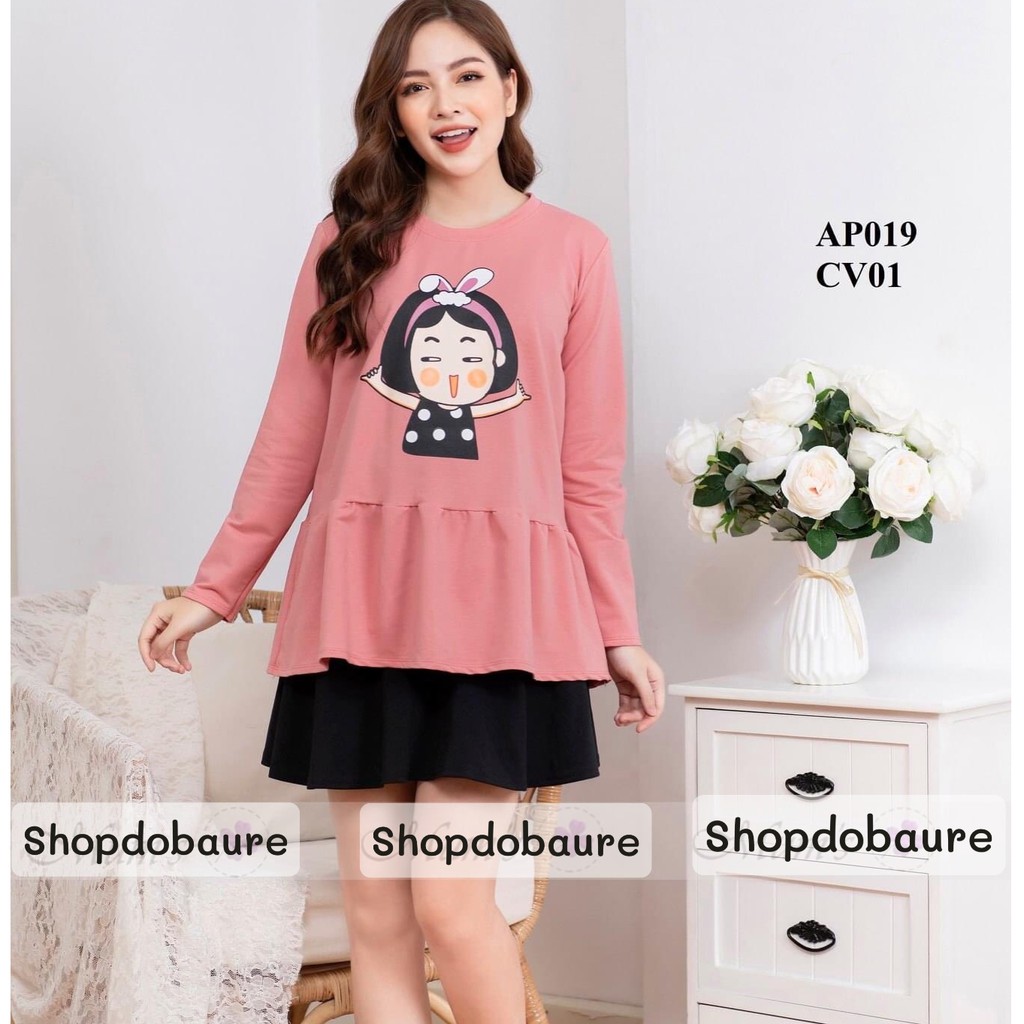 Áo phông bầu cotton hình cô gái- áo béo (kèm ảnh và video thật) - 𝐀𝐁𝟑𝟖