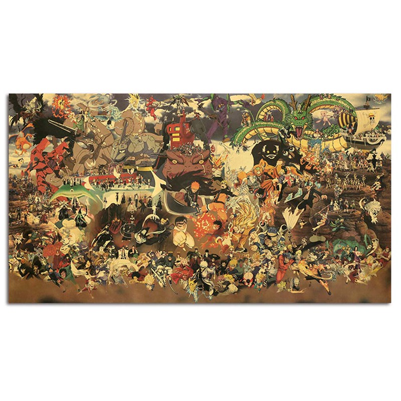 Poster hình các nhân vật Anime Nhật Bản phong cách cổ điển trang trí tường