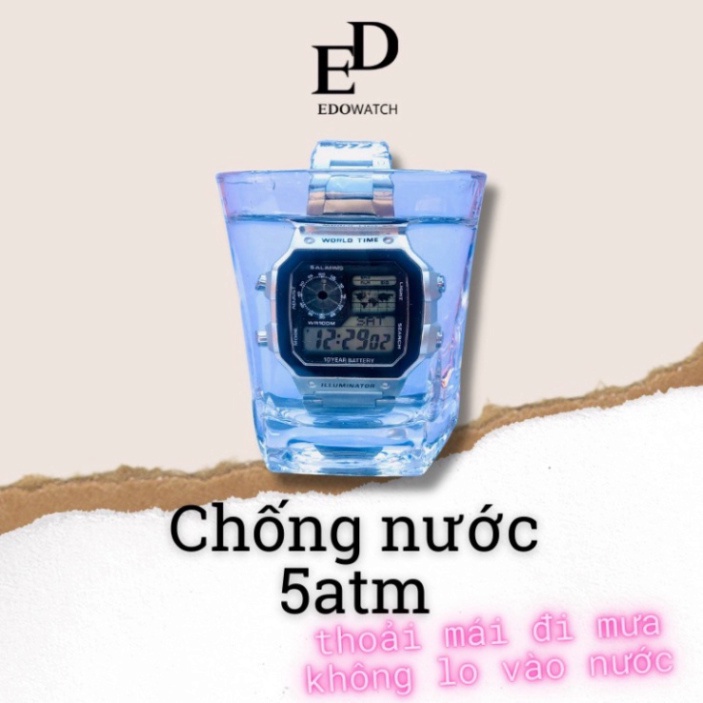 Đồng Hồ Điện Tử Nam chống nước AE1200 mặt vuông, dây kim loại thép đúc thiết kế kiểu dáng thời trang, nam tính DH09 | BigBuy360 - bigbuy360.vn