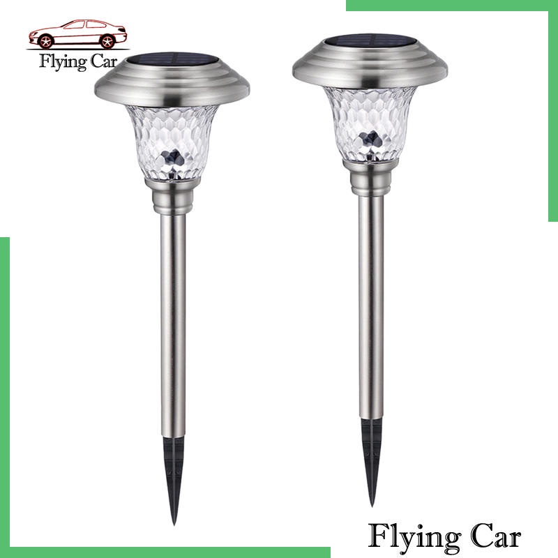 2 đèn cắm lối đi sân vườn dùng năng lượng mặt trời bằng thép không gỉ