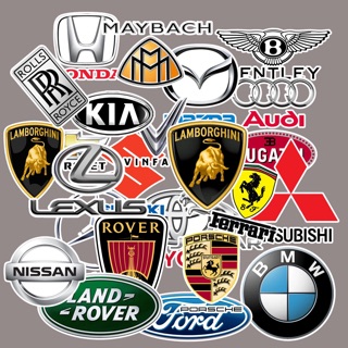 Sticker hình ô tô xe hơi nổi tiếng 30 -50 cái ép lụa bóc dán mẫu khác nhau