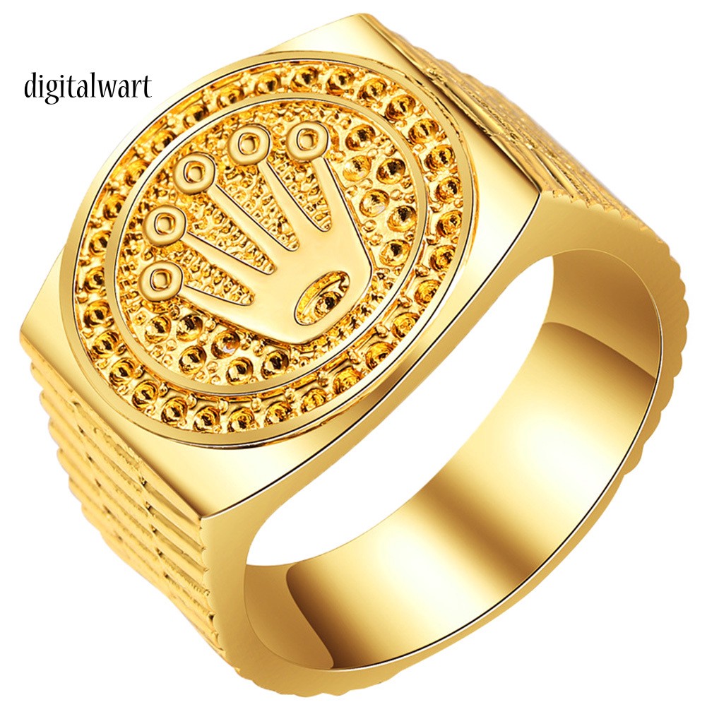 Nhẫn Khắc Hình Vương Miện Đính Đá Thời Trang Cho Nam Nữ