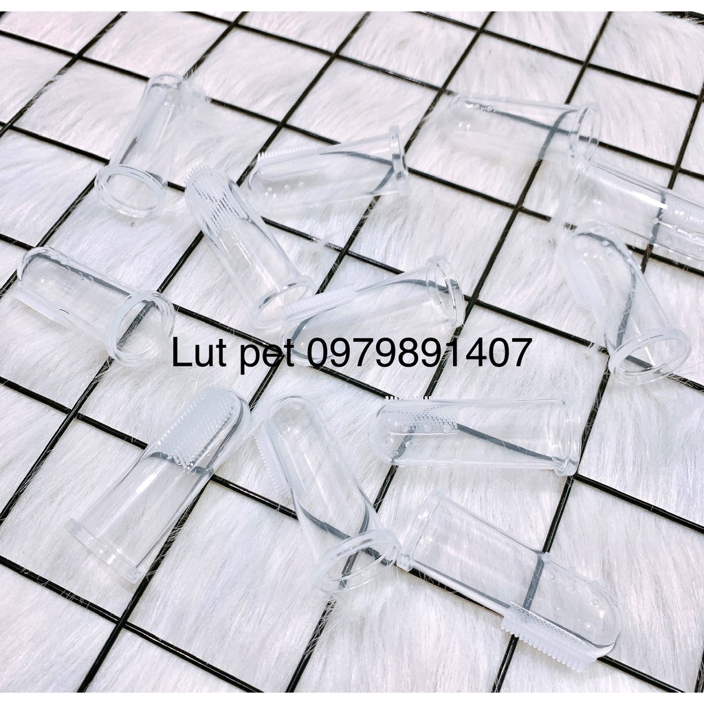 Bàn chải đánh răng cho chó mèo bằng silicone mềm - Bàn chải đánh răng gắn ngón tay cho thú cưng - lutpet