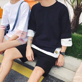 [SIÊU RẺ] Áo thun phối mặt cười (unisex nam nữ đều mặc được)