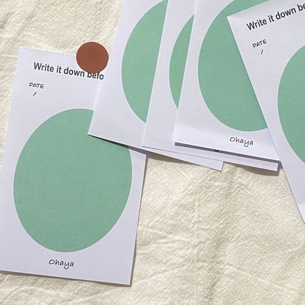 50 Tờ Giấy Ghi Chú Hình Oval Màu Xanh Lá