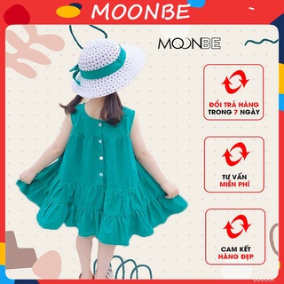 Váy xòe 3 tầng đính khuy cho bé gái chất cotton mềm mịn VCS1