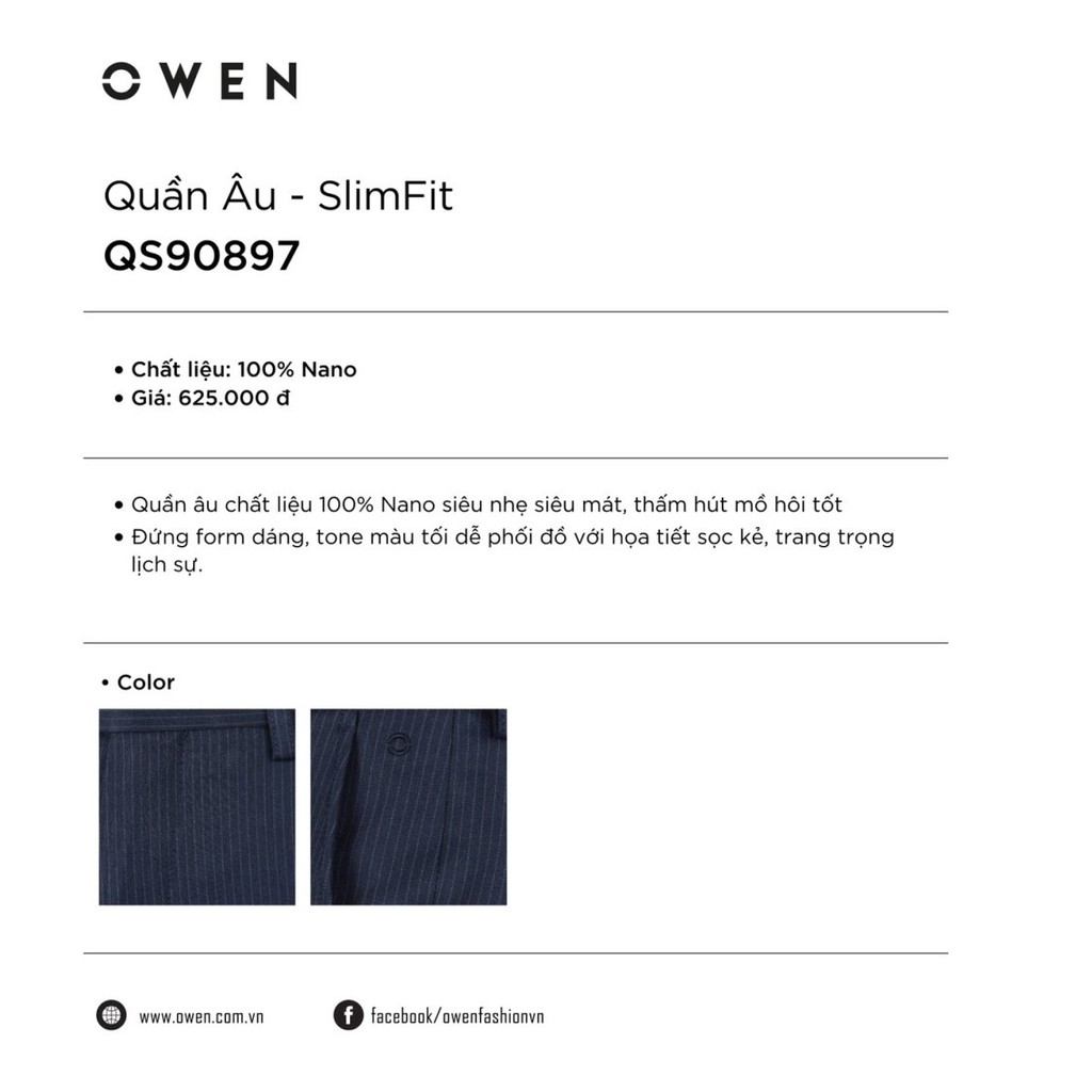 [SIZE 29] OWEN - Quần âu nam Owen sọc navy dáng Slimfit QS 80897