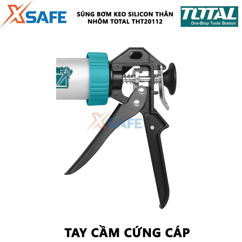 Súng bơm keo silicon thân nhôm TOTAL THT20112 | súng bơm silicon ống nhôm chiều dài súng bơm 305mm đường kính 55mm