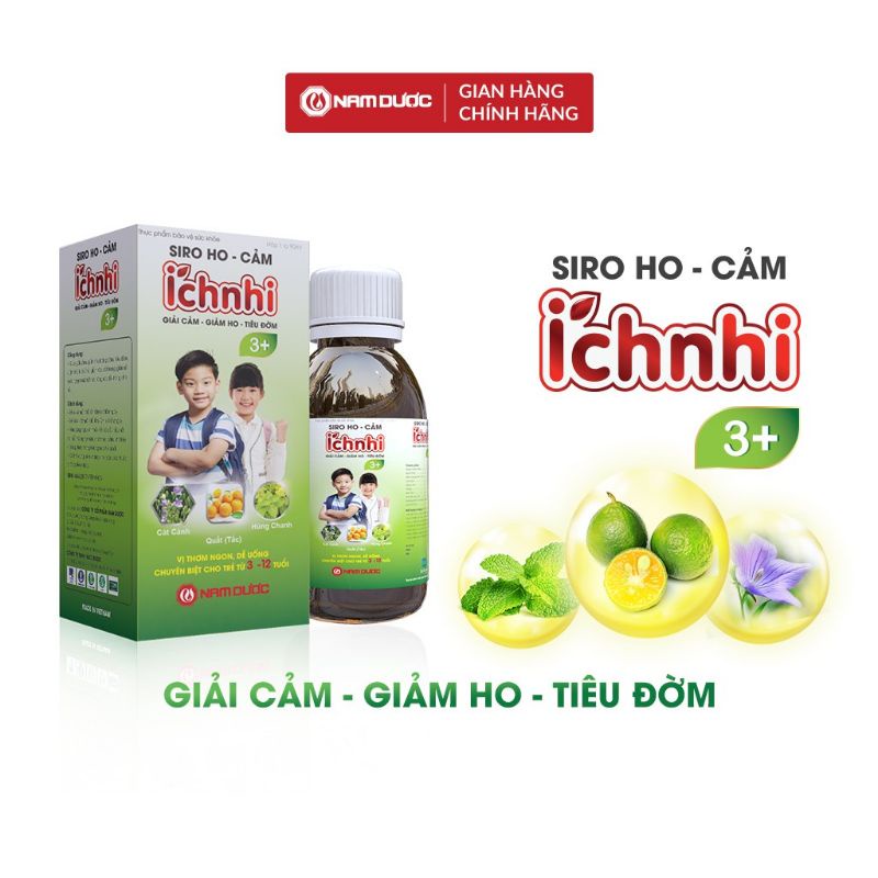 Siro ho cảm Ích Nhi 3+ - Giải cảm, giảm ho, tiêu đờm