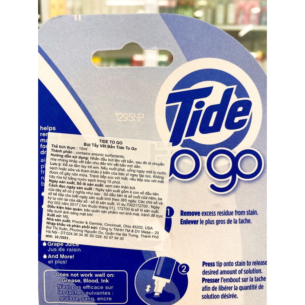 Bút tẩy vết bẩn quần áo Tide To Go 10ml Made In Usa
