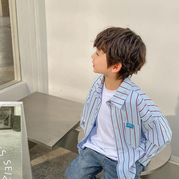 Áo Sơ Mi Cotton Tay Dài Họa Tiết Kẻ Sọc Thời Trang Xuân Thu 2022 Cho Bé Trai