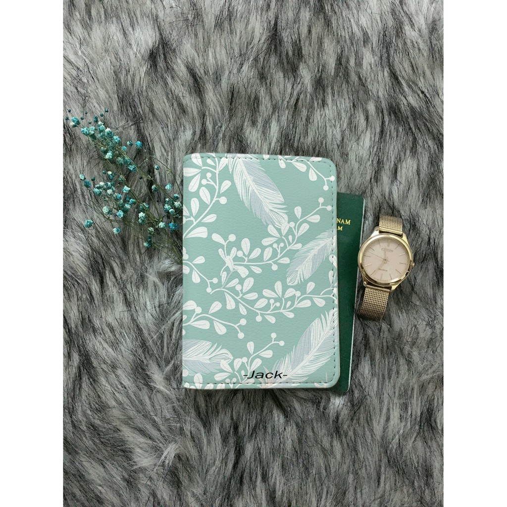 Ví bọc hộ chiếu (passport holder) hoa văn lông vũ phong cách boho cực chất
