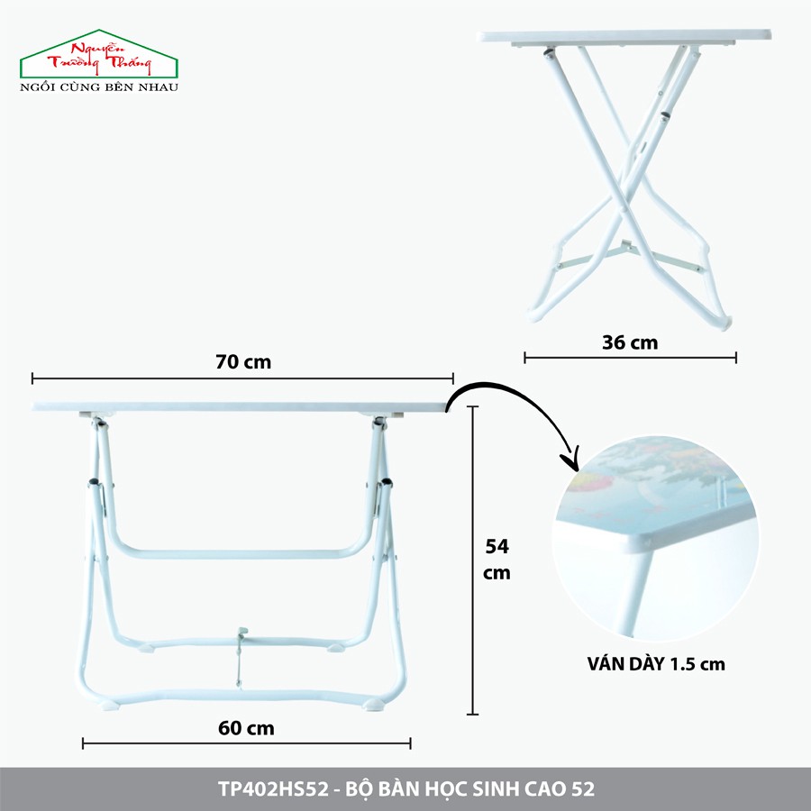 Bộ bàn học sinh gấp gọn kèm ghế  | Bộ bàn học sinh cao 52 - 46 | Nguyễn Trường Thắng Desk