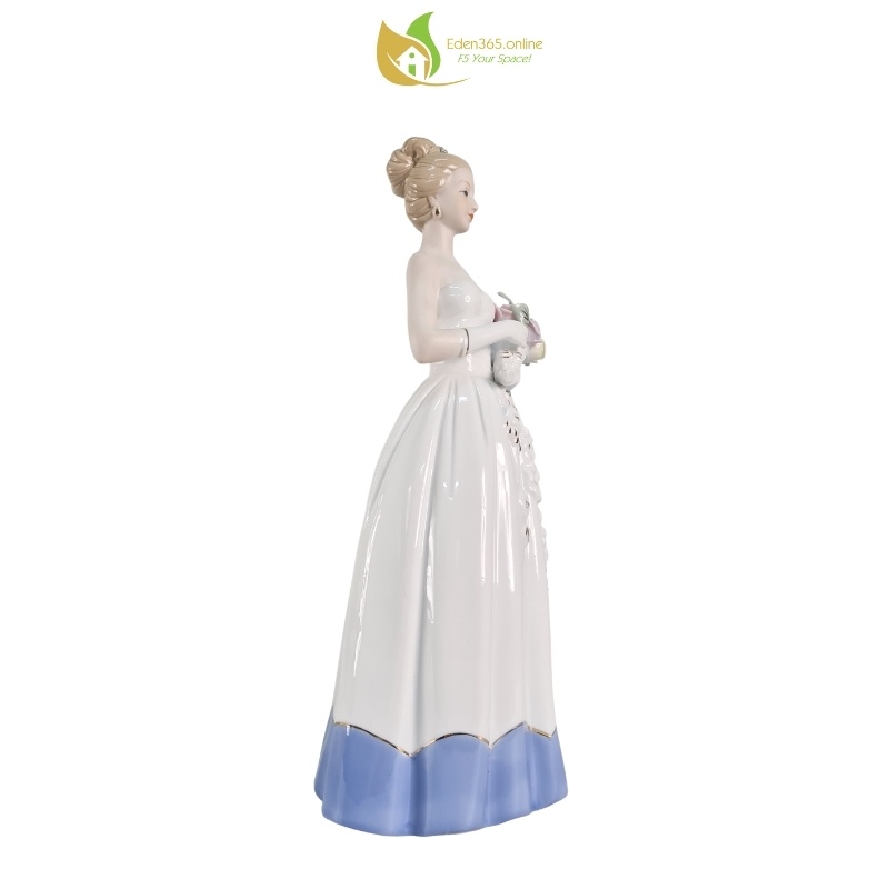 Tượng cô dâu Châu Âu Camila bằng sứ - Trang trí nội thất sang trọng – KT dài 14 x cao 31 cm