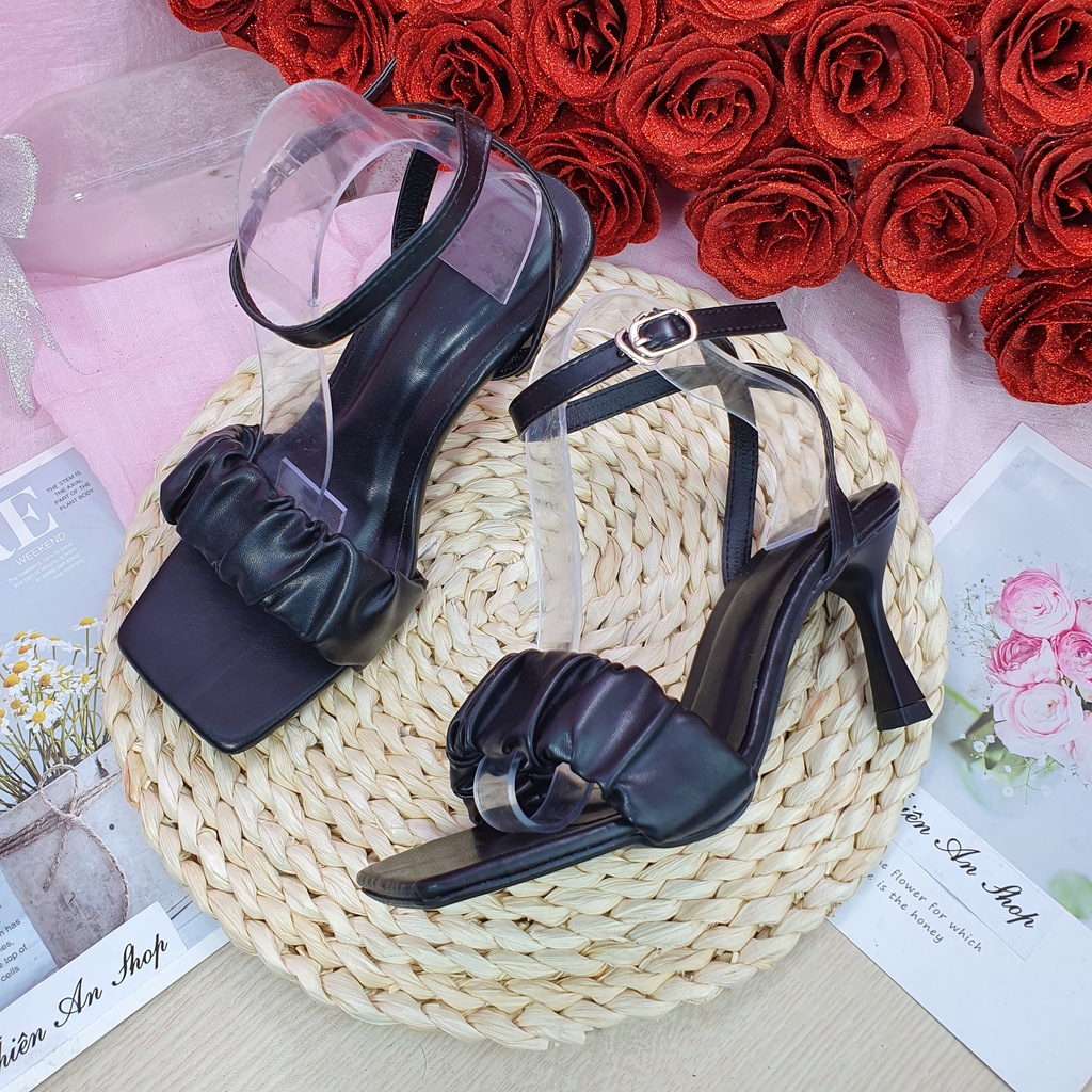 Giày cao gót nữ quai nhún 7 phân, giày cao gót bánh bèo hottrend Thiên An TA14