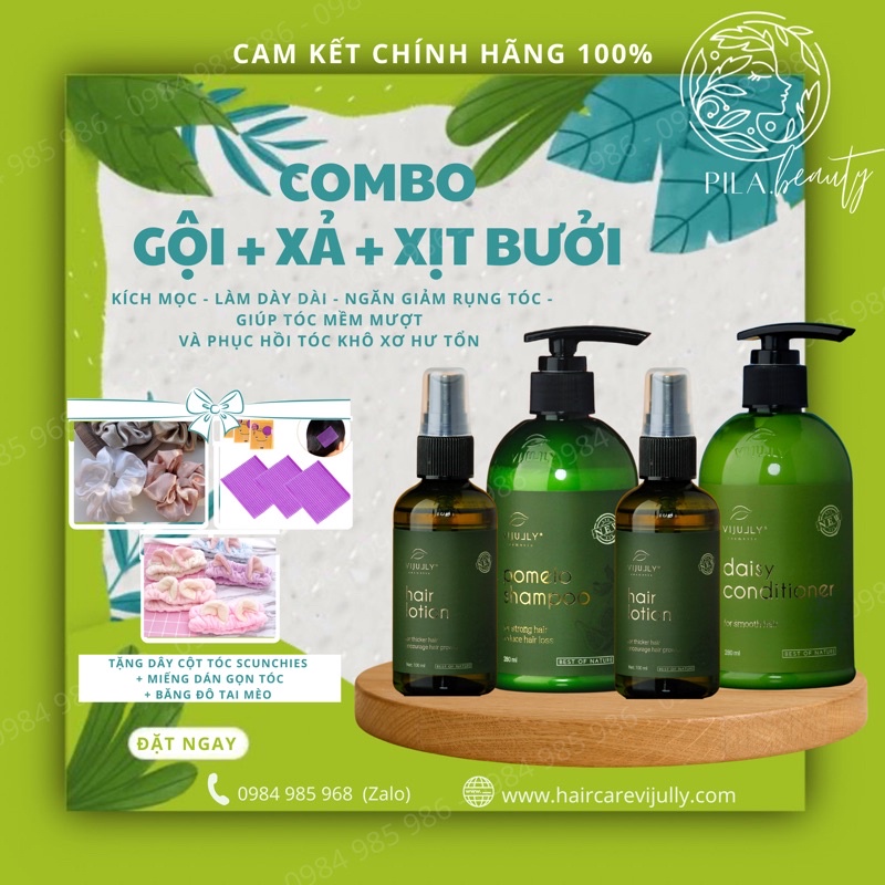 [TẶNG TINH DẦU BƯỞI] COMBO Gội + Xả + Xịt Bưởi