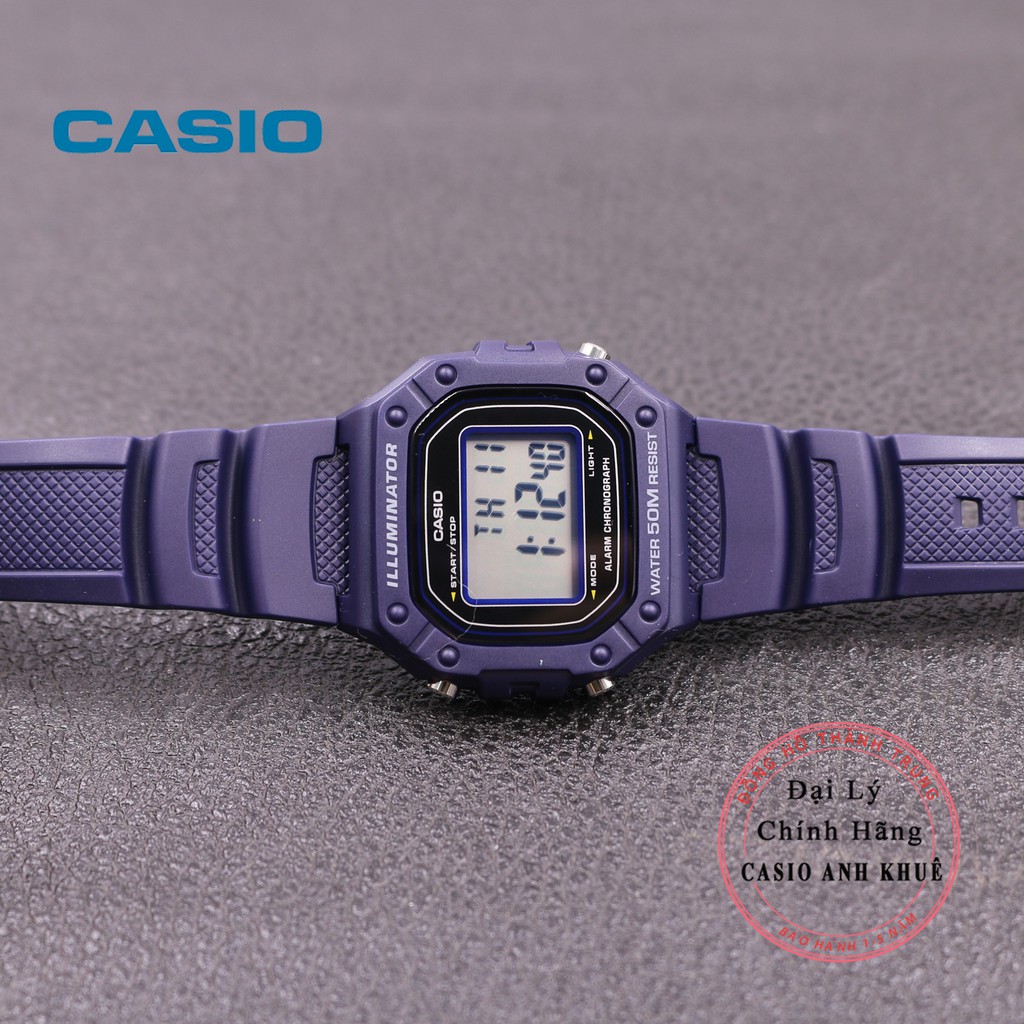 Đồng hồ điện tử nam Casio W-218H-2AVDF dây nhựa