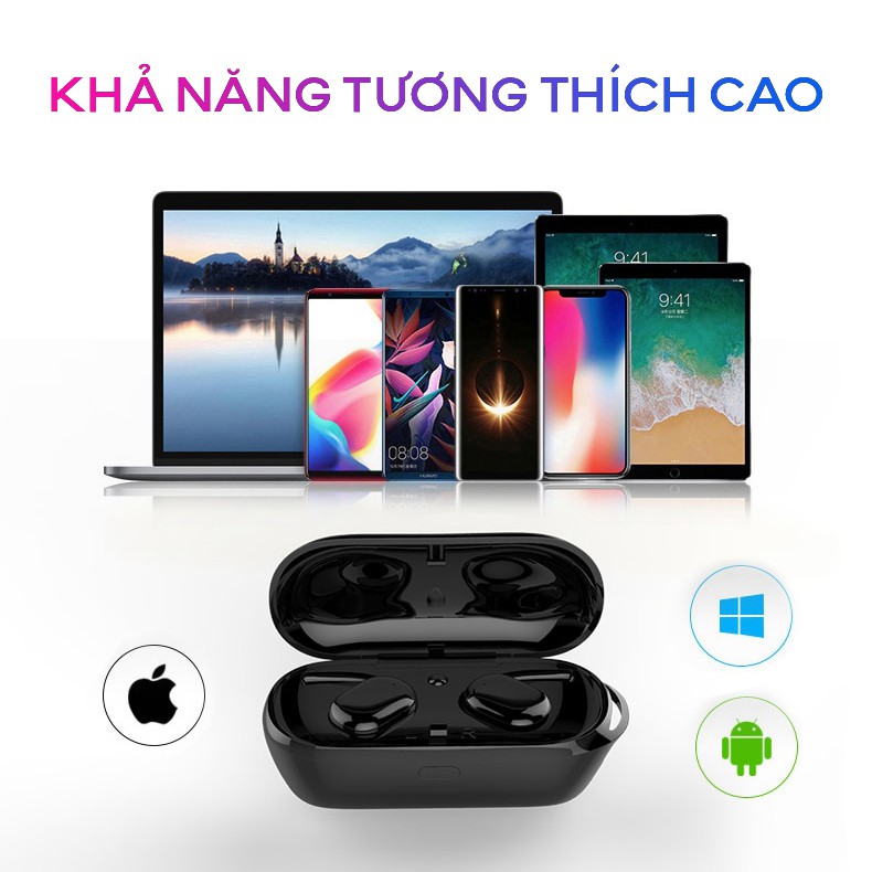 Tai Nghe Bluetooth 5.0 TWS Touch Premium - Cảm Ứng 1 Chạm - Chống Nước IPX7 - Pin 12h - Đàm Thoại - Tự Kết Nối -dc3674