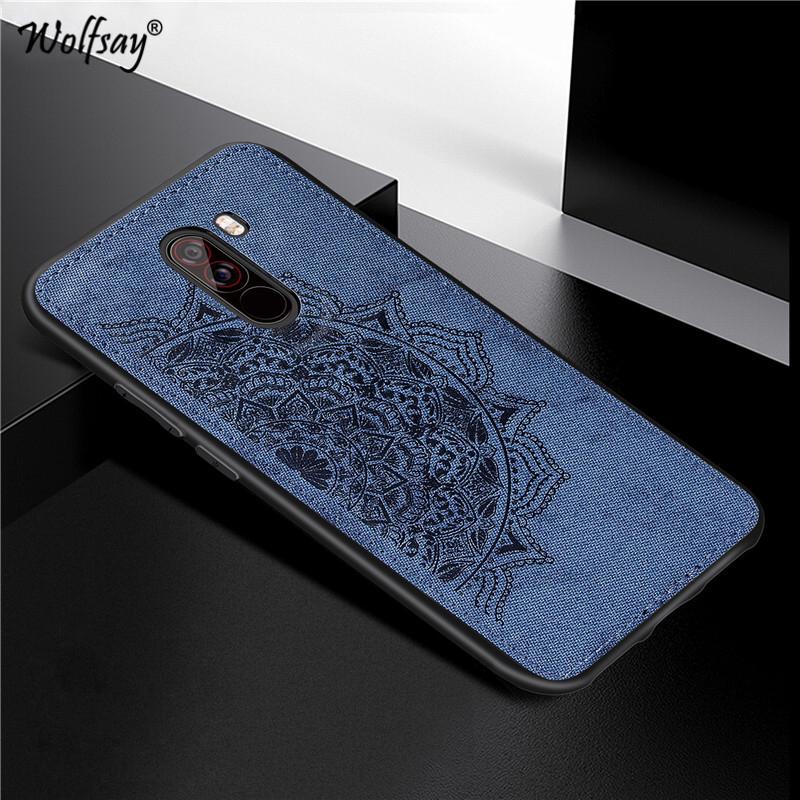 Ốp điện thoại phối vải in hình hoa văn đẹp mắt dành cho Xiaomi Pocophone F1