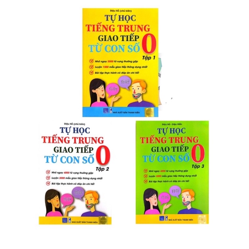 Sách Tự học tiếng Trung giao tiếp từ con số 0 tập 1+2+3 dành cho người mới học có audio luyện nghe