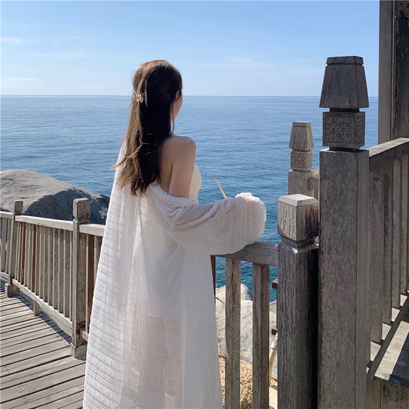 Áo Khoác Cardigan Mỏng Tay Dài Chống Nắng Thời Trang Đi Biển Cho Nữ | BigBuy360 - bigbuy360.vn