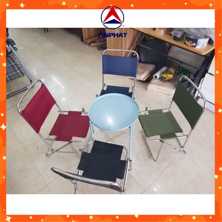 Ghế xếp khung sắt vải dù, ghế gấp ngồi câu cá, cafe, trà chanh tiện lợi