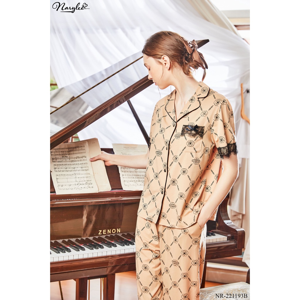 Đồ bộ pyjama mặc nhà nữ cao cấp Narylee áo cộc quần dài cotton nhập khẩu mềm mịn chống tia UV kháng khuẩn mã NR221193