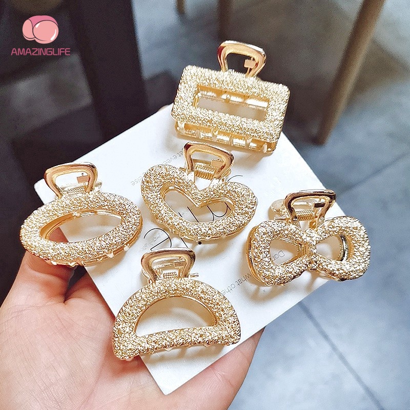 Kẹp Tóc Hợp Kim Hình Nơ / Cá Mập Đính Đá Thời Trang Hàn Quốc