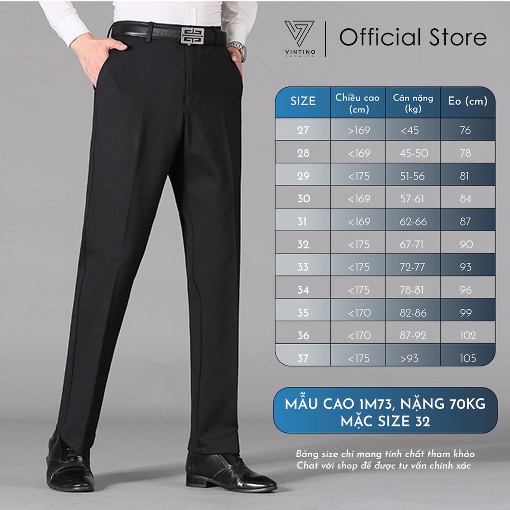 Quần âu nam công sở, quần tây nam ống suông vải chống nhăn có size lớn