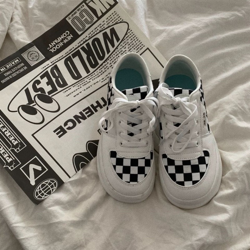 Giày thể thao Ulzzang sọc caro đế cao hàng QC