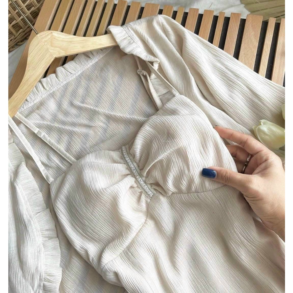 Váy Đẹp Nữ Đầm Hoa Nhí Phối Trắng Phong Cách Tay Bồng Siêu Sang Cá Tính thời Trang Nữ Hè Cho Bạn Gái