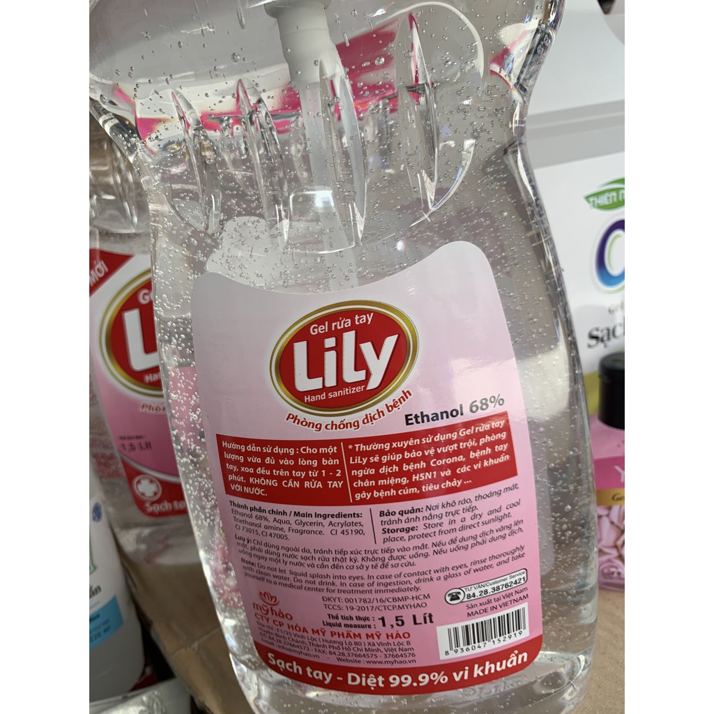 Gel nước rửa tay khô 1,5 Lít Lily Mỹ Hảo