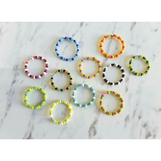 (Handmade) Nhẫn hạt cườm mix nhiều màu hạt 3mm