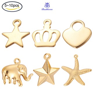 Set 10 phụ kiện hình ngôi sao bằng thép không gỉ 304 10x8.5x1mm lỗ 1.4mm