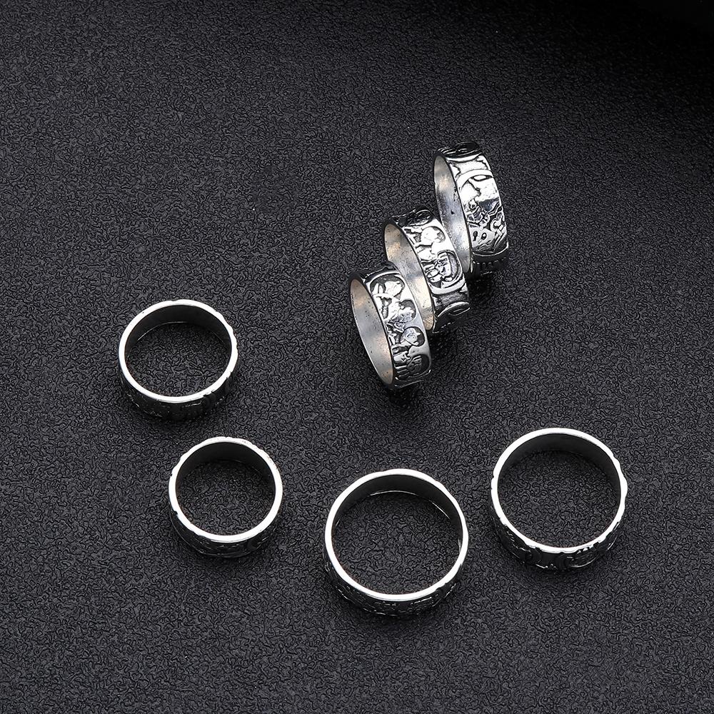PEARLVN Nhẫn Họa Tiết Vẽ Tay Phong Cách Rock Gothic Cổ Điển
