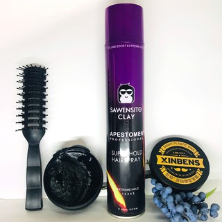 Combo  Gôm Xịt Tóc Thơm Sawensito Clay  + Sáp Vuốt Tóc Xinbens 80g