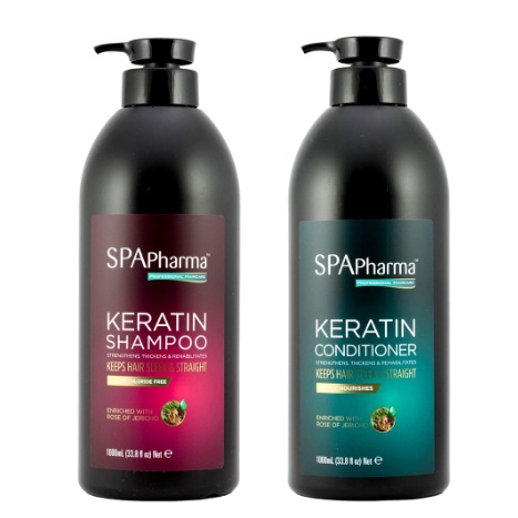 Set gội xả siêu phục hồi tóc Spa Pharma Keratin 1000ml