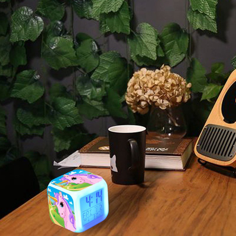 Đồng Hồ Báo Thức Để Bàn Hình Ngựa Một Sừng Dễ Thương Cho Bé
