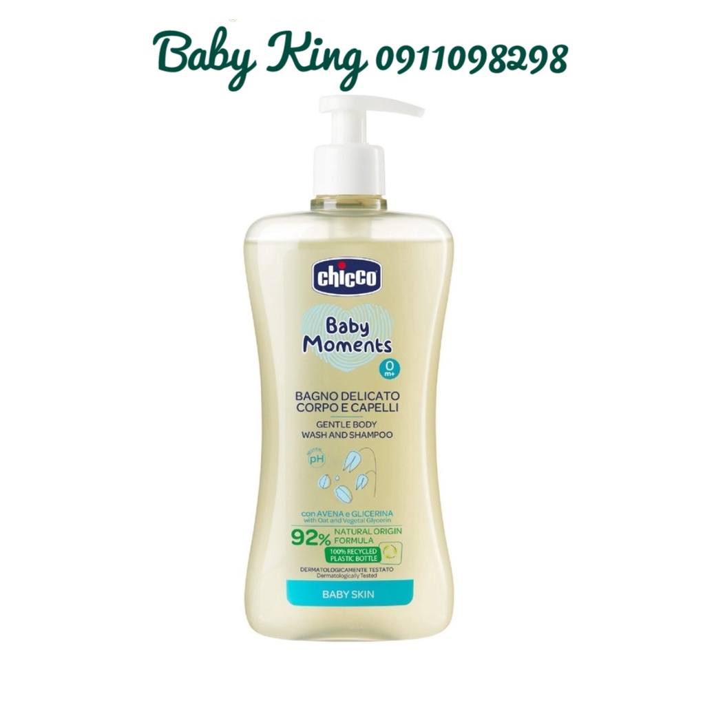 [Chính hãng]. Sữa tắm gội chiết xuất Yến mạch 0M+ Chicco 500ml mẫu 2022