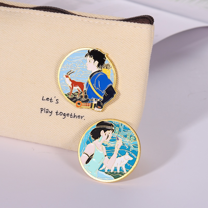 Ghim cài áo hình công chúa Mononoke hoạt hình dễ thương cho nữ