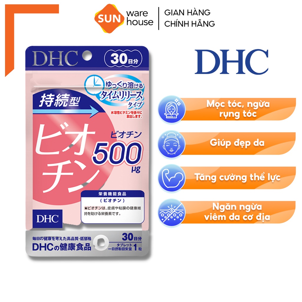 [Mã FMCGSUN52 giảm 8% đơn 250k] Viên Uống DHC Biotin Ngăn Rụng Tóc Sustained Release Biotin 30 Ngày (Gói 30 Viên)