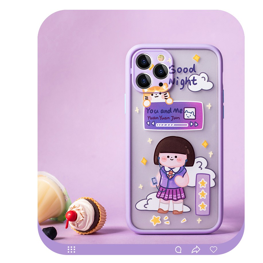 Ốp lưng iphone viền nhám Em bé SpotYuanyuanjun bảo vệ camera 6/6plus/7plus/8plus/x/xs/xs max/11/11promax DT05- Dino case