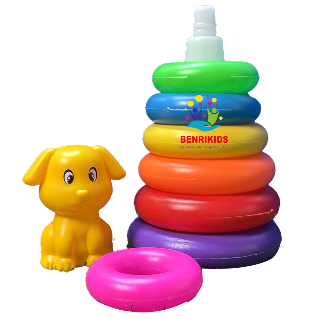 Đồ Chơi Tháp Xếp Chồng Giúp Bé Nhận Biết Màu Sắc Kích Thước Tháp Cầu Vồng Phát Triển Tư Duy