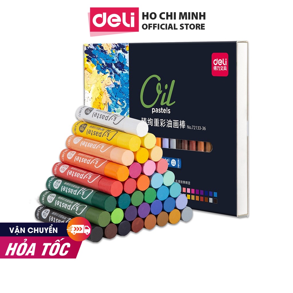 [Mã LIFEDELI20K5 giảm 20K đơn 0Đ] Bút sáp dầu cao cấp Deli - 12/24/36 Màu - 72133