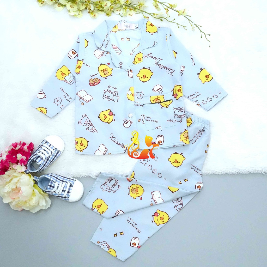 Đồ Bộ Mặc Nhà &quot;Vịt - Coffee&quot; Pijama Kate Thái Quần Dài - Cho Bé 8-38kg.