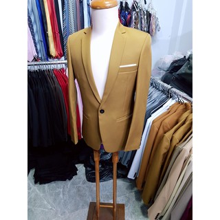 Bộ vest nam màu da bò form ôm body chất vải dày mịn
